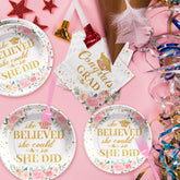 96 Pcs Pink Graduation Party Plates and Napkins - Grencian